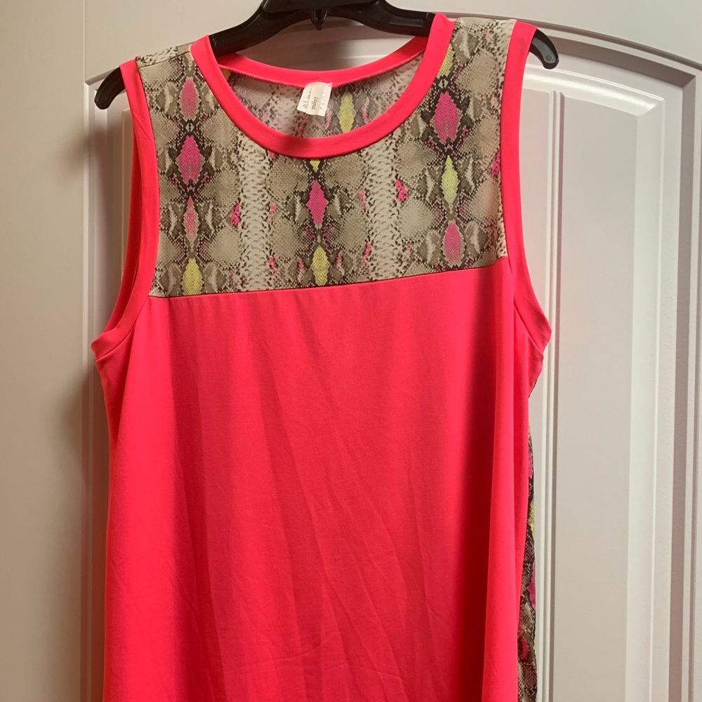 snakeskin print bright tank shirt 1x